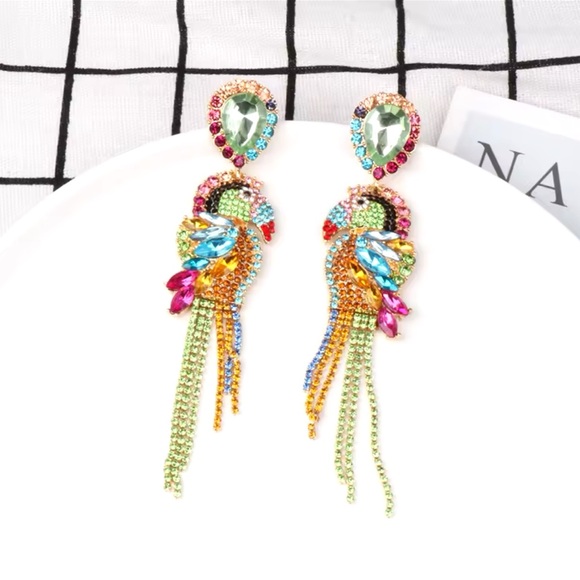 Naomi - Luxury Statement Multicolor Natural Crystals Dangle Earrings.2025 Trendy - Picture 9 of 12